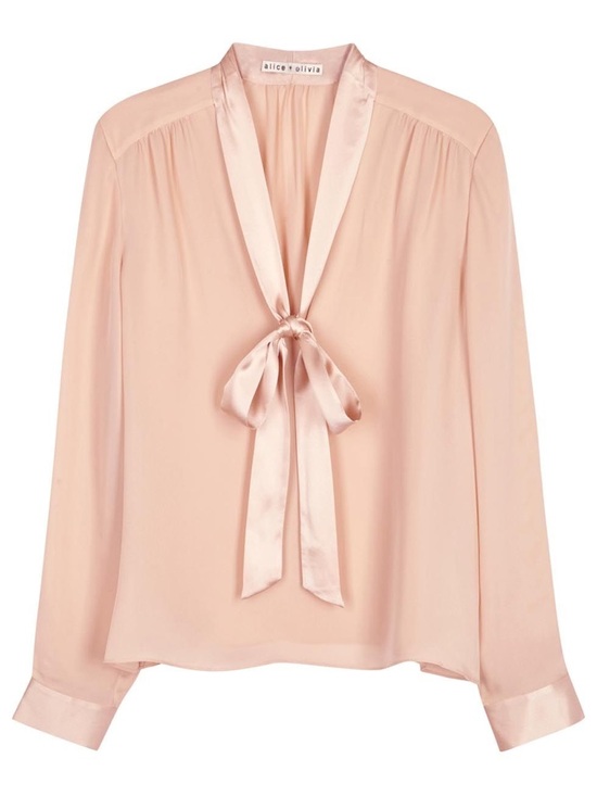 Alice + Olivia Tops - Alice + Olivia Irma Silk V Neck Tie Blouse size S